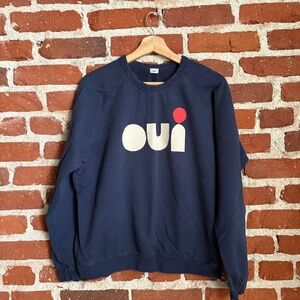 💙 Clare V. “OUI” Sweatshirt – Navy, 100% Cotton, Size L